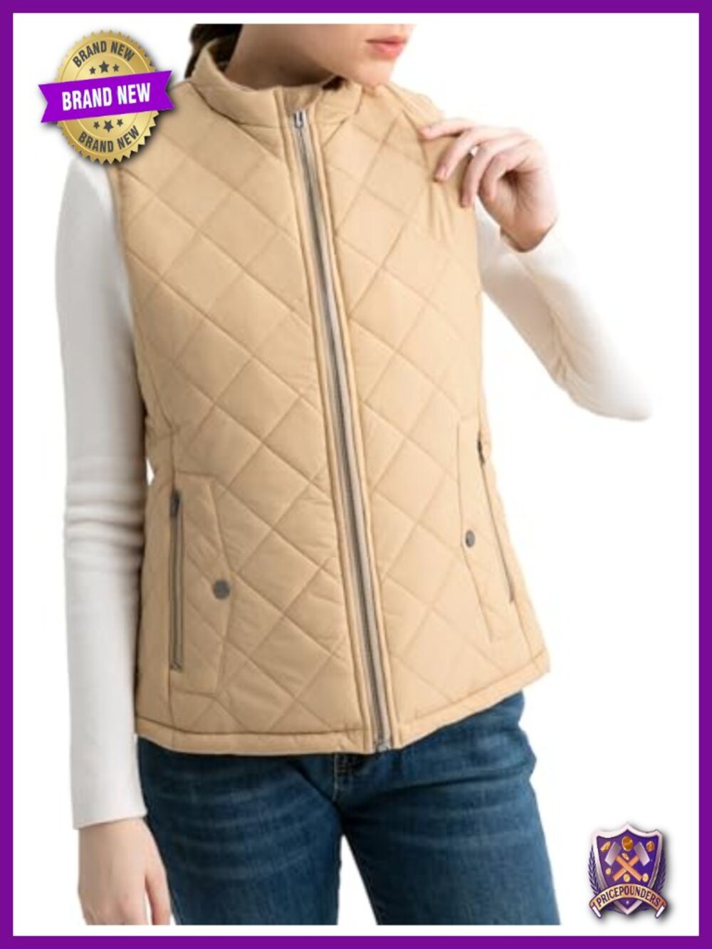 Women's Quilted Puffer Vest Water-Resistant Zip Pockets Sleeveless